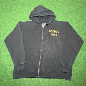 Vintage 90s Doodoo Time PERFECT Black Full Zip Grunge Punk Skater Hoodie